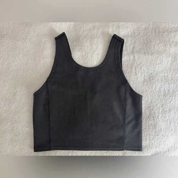 $58 Lululemon Softstreme Ribbed Cropped Tank Top Black Grey 6 S XS - Image 3