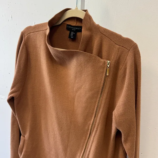 Cynthia Rowley Active Womens XL Camel Brown Asymmetric Zip Front Cardigan Jacket - Image 5