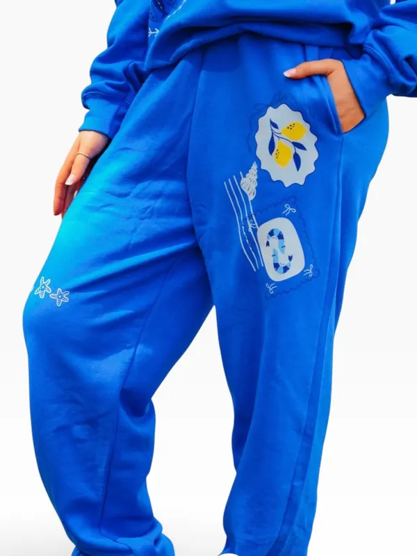 Southern Bliss Santorini patch sweat pants royal blue size Medium - Image 2