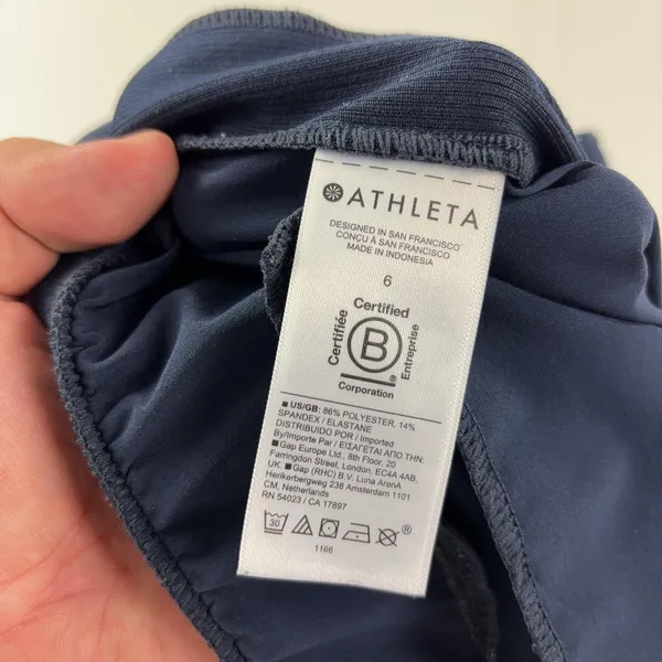 Athleta Brooklyn Mid Rise Ankle Pants Women's Size 6 Navy Ribbed Side Panels - Image 8