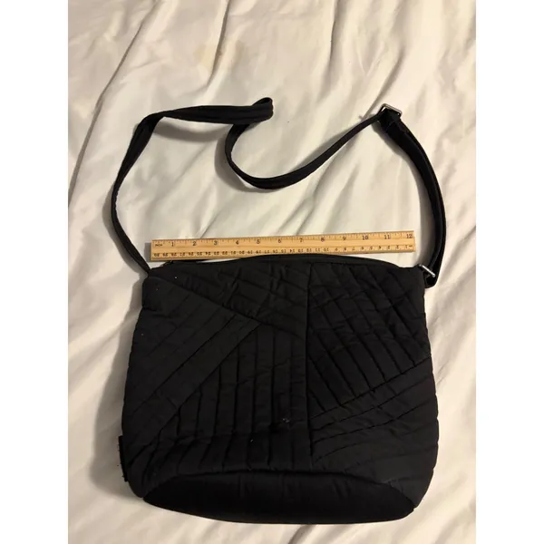 Vera Bradley Crossbody Bag Quilted Microfiber Black Geometric Minimalist - Image 2