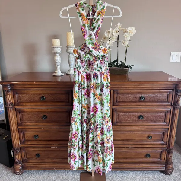 MISA Los Angeles Karolina Flora Exotica Halter Midi Dress NWT Small - Image 3