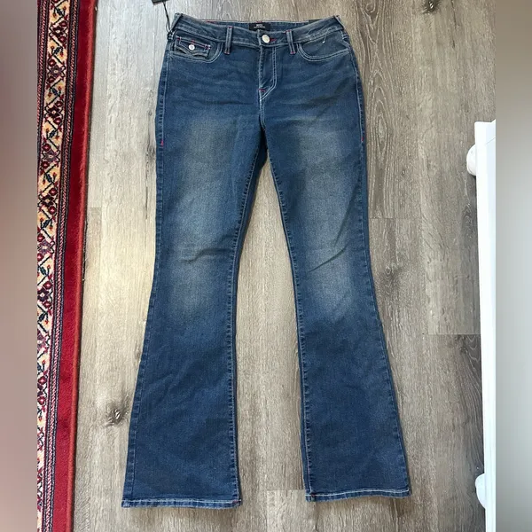 True Religion Women’s Dark Blue Flare Jeans - Image 2