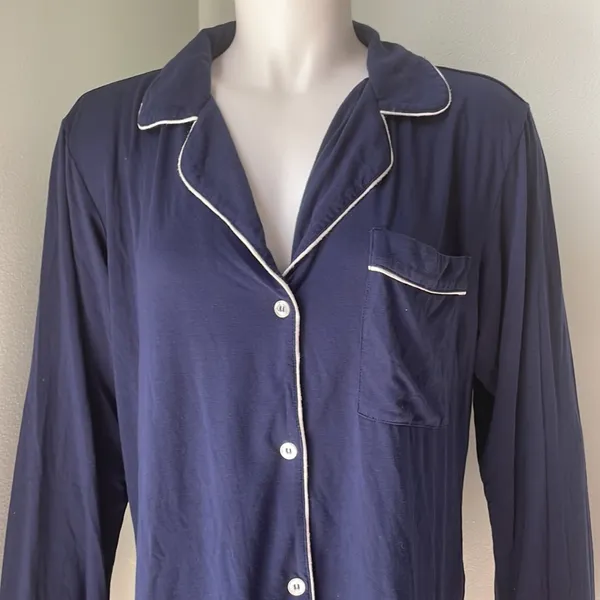 Eberjey Gisele Long Sleeve Navy Pajama Top - Image 5