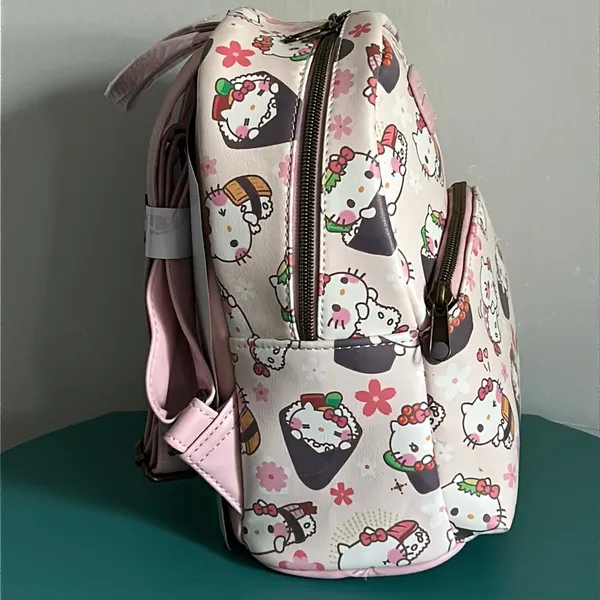 New Loungefly Hello Kitty Sushi Rolls Graphic Vegan Leather Mini Backpack - Image 2