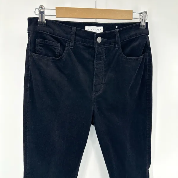 Loft Pants Women 6P 28 Black Corduroy Skinny Classic Fall Winter Casual Academia - Image 2