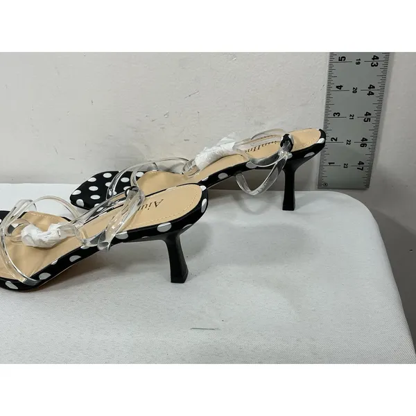 Womans New Aiunllnd Strappy Slingback Sandals 8.5 Black White Polka Dots - Image 3