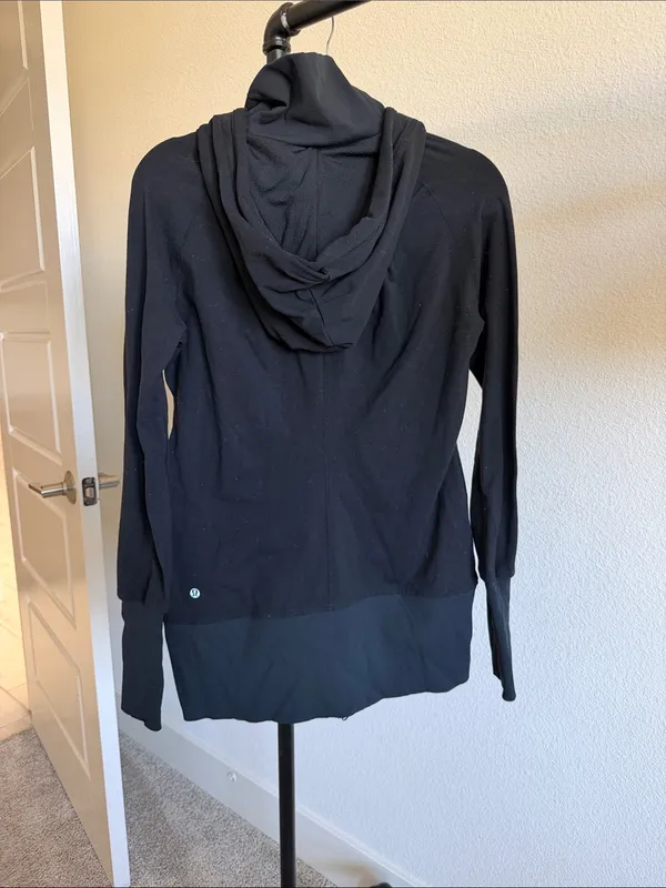 Lululemon Long Black Hooded Zip Jacket - Size 10 - Image 2