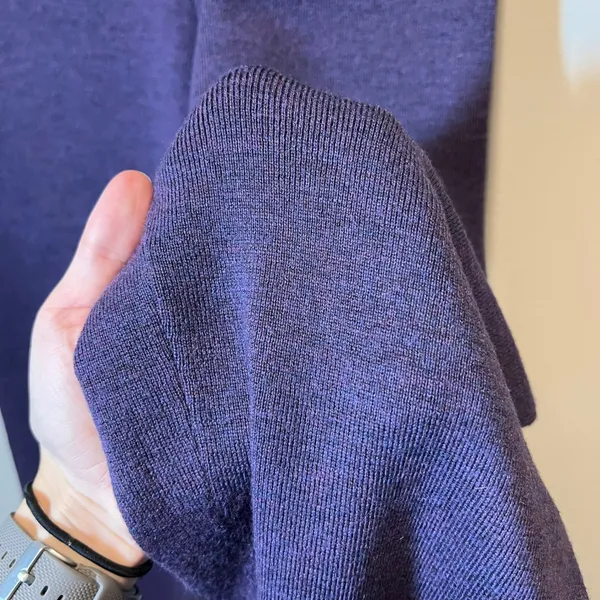 Eileen Fisher Purple 100% Merino Wool Knit Straight Leg Pants Small - Image 3