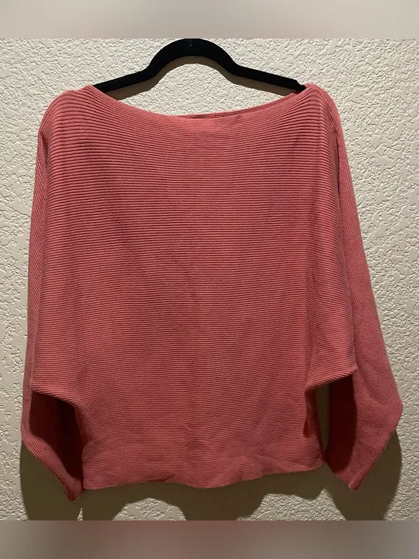 Off-the-Shoulder Ribbed Sweater Top Peachy Rose Size L - Image 2