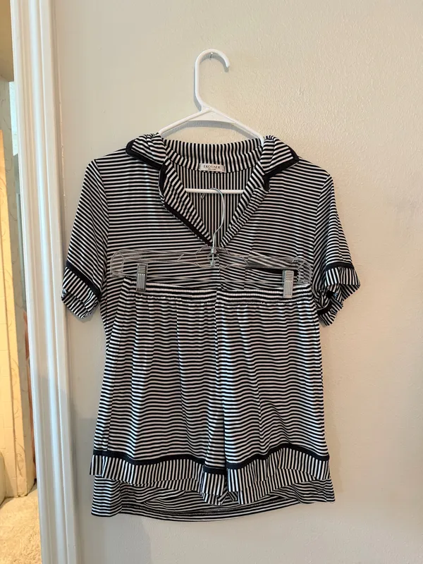 Ekouaer Pajama Set Black and White Stripe - Image 2