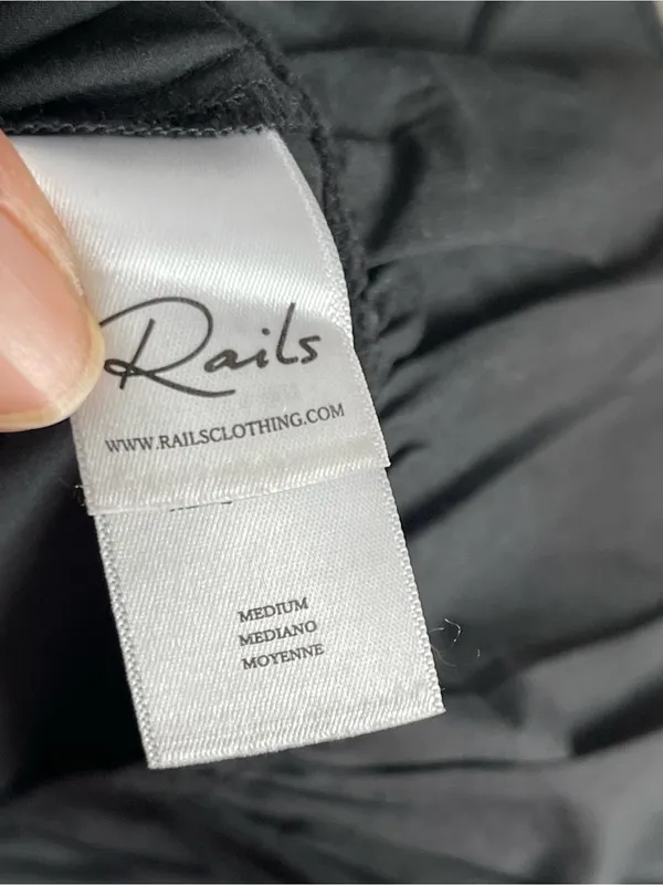 RAILS Black Organic Cotton Blend Smocked Dress Sz M - Image 8