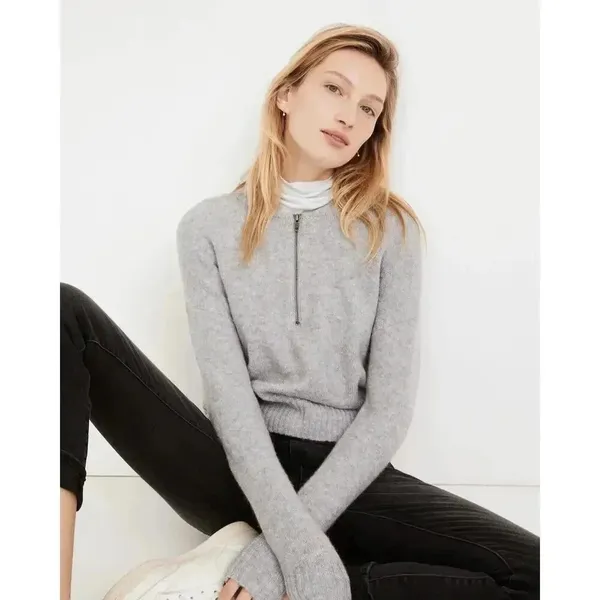 Madewell Women's York Half-Zip Pullover Sweater size S Neutral - Image 5
