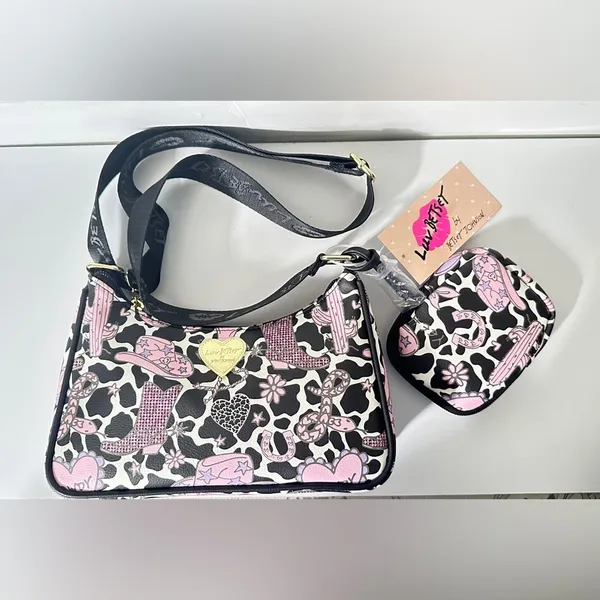Luv Betsey Cowgirl Heart Theme Crossbody W/ Web Strap and Pouch - Image 7