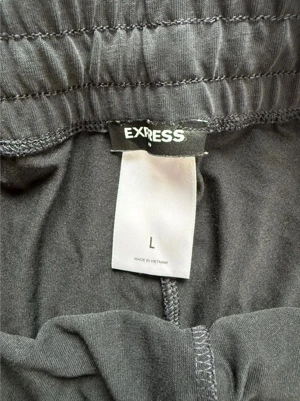 Express Womens Black Sandwashed Ruched Hem Joggers Large Modal Lounge Pants - Image 3