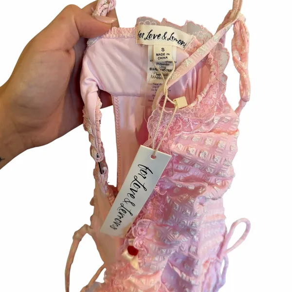For Love & Lemons Haiden One Piece Swimsuit Rose Tyrie Pink Gingham S NWT - Image 8