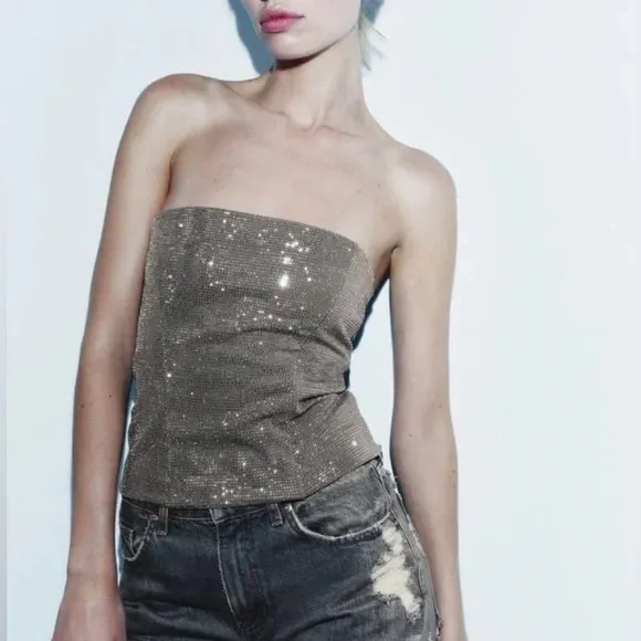 Zara strapless rhinestone top - Image 2