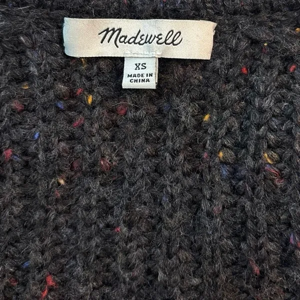 Madewell Size XS Puff Sleeve V Neck Sweater K5757 Speckled Donegal Cyclone - Image 6
