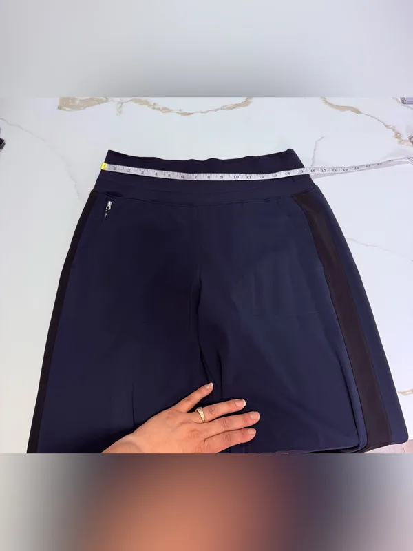 Athleta Venice Colorblock Wide Leg Navy Pants Size M - Image 14
