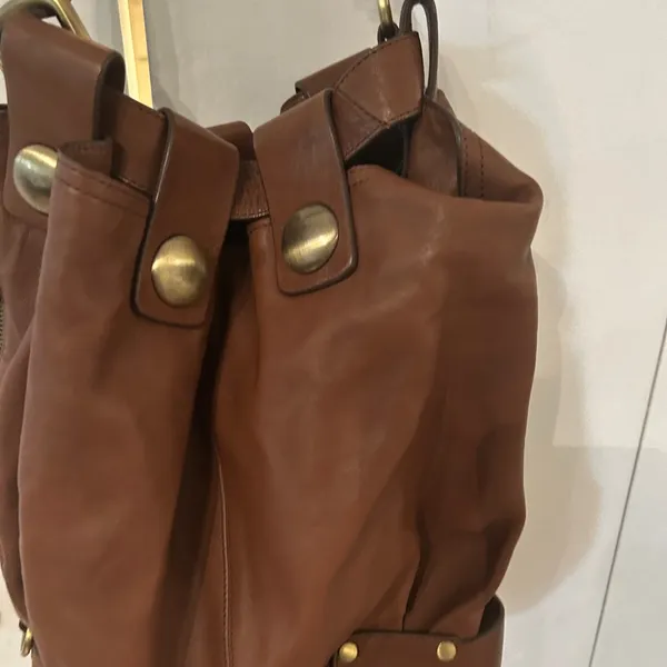 Kooba Brown Leather Bucket Bag with gold hardware - Image 9