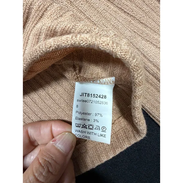 SHEIN Women's Beige Ribbed‎ Twist Front Long Sleeve Crop Top XS - Image 5