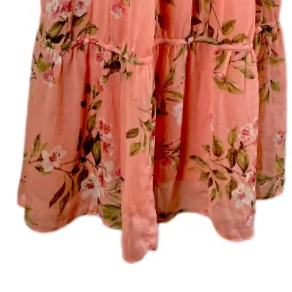 Lost + Wonder Maxi Dress Smocked Tiered Chiffon Peach Floral Women’s Size Medium - Image 11