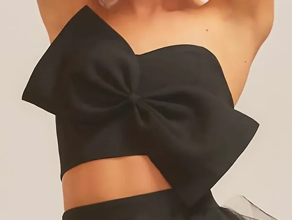 Main Strip Bow Front Strapless Crop Top 🎀 - Image 2