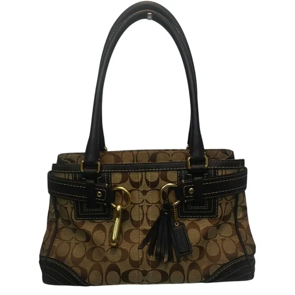 Vintage Y2K tan and brown Coach Signature Hampton bag - Image 2