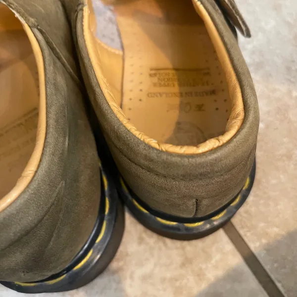 Dr Martens Vintage Made in England Olive Green Mary Jane Shoes Sz usa8/england 6 - Image 7