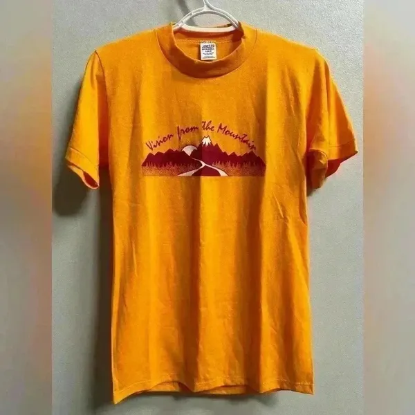 NEW | Vintage 80s Jerzee by Russell Single Stitch‎ T-Shirt | Mustard | Size S - Image 2
