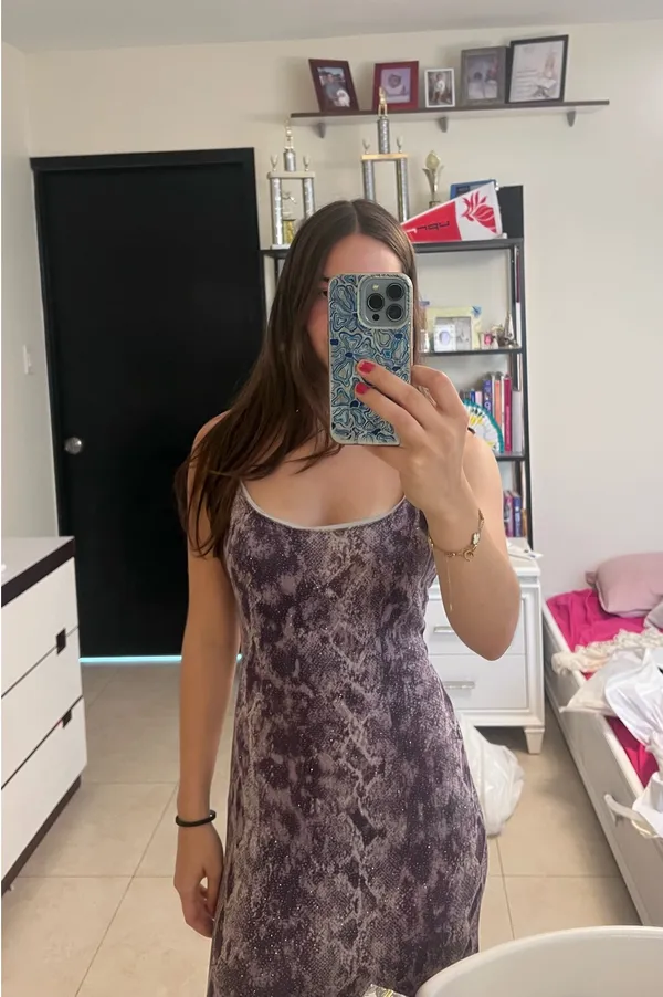 Animal Print Maxi Dress Purple Size M - Image 2