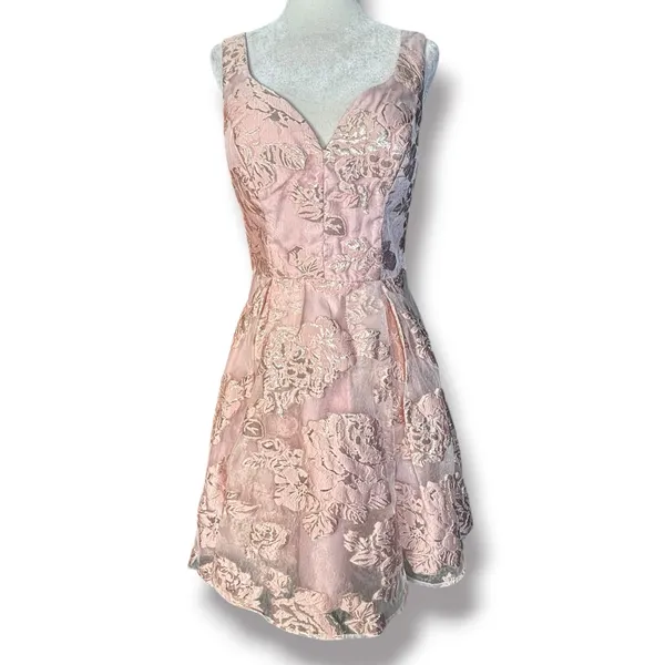 Windsor Heather Floral Burnout Organza Party‎ Dress Pink Rose Gold HOCO Coquette - Image 6