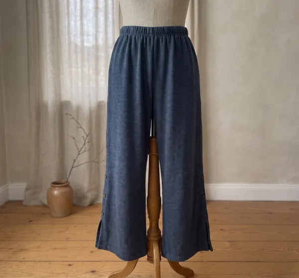 Side Slit Button-Up Cotton Flood Pants | Coastal Street Chic - Image 4