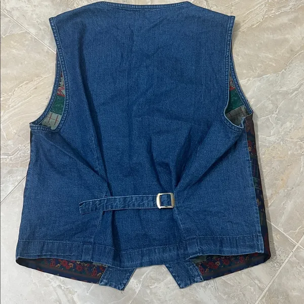 Vintage St. Michael Marks & Spencer Patterned Vest Blue Size 12 - Image 2