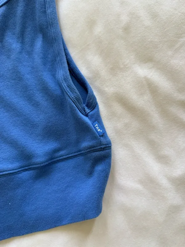 Aritzia TNA Ribbed Blue Crewneck Crop - Image 2
