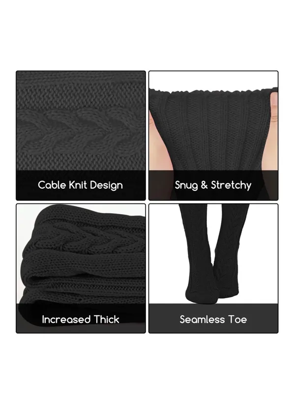 🖤Black Extra Long Cable Knit Thigh High Boot Socks🖤 NEW 🆕 cozy - Image 3