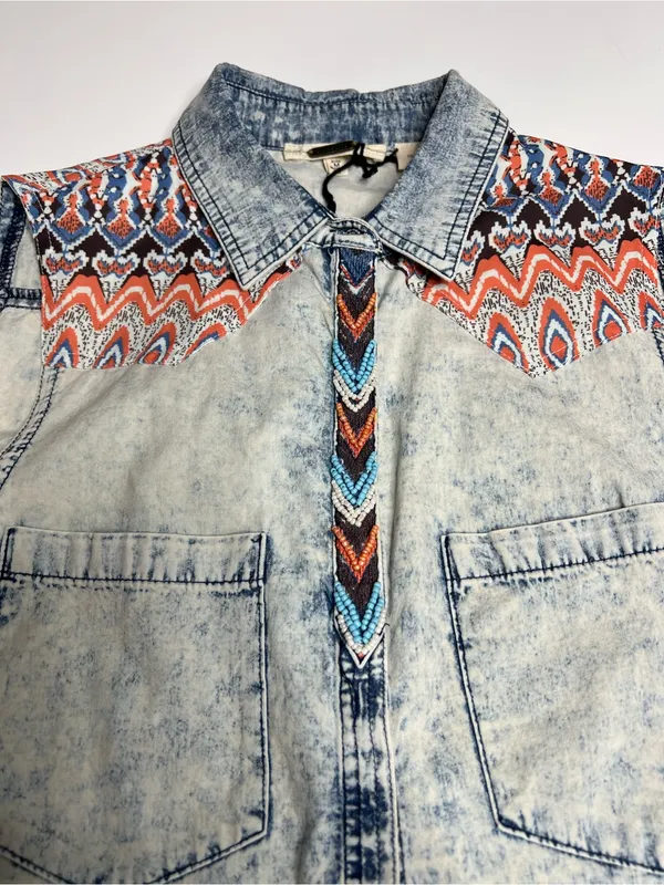 NWT miss me acid wash denim shirt medium - Image 4