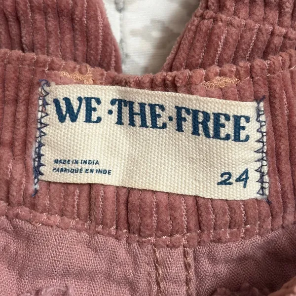 We The Free Free People Good Luck Barrel Corduroy‎ Pants Pink 24 Wide Leg EUC - Image 9