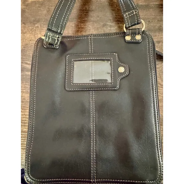 Fossil Black Leather Crossbody Organizer Bag With ID‎ Window And Card Slots - Image 8