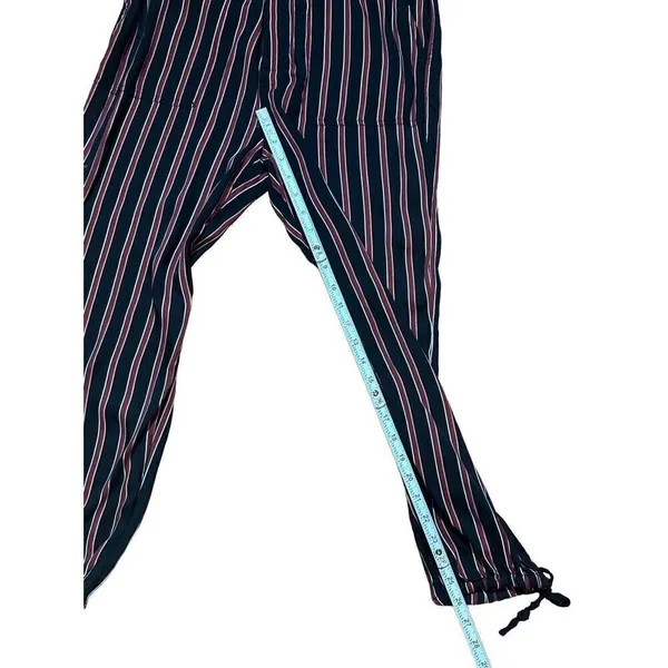 ANTHROPOLOGIE Striped Silky Tie Joggers in Black/Red‎ sz small - Image 12