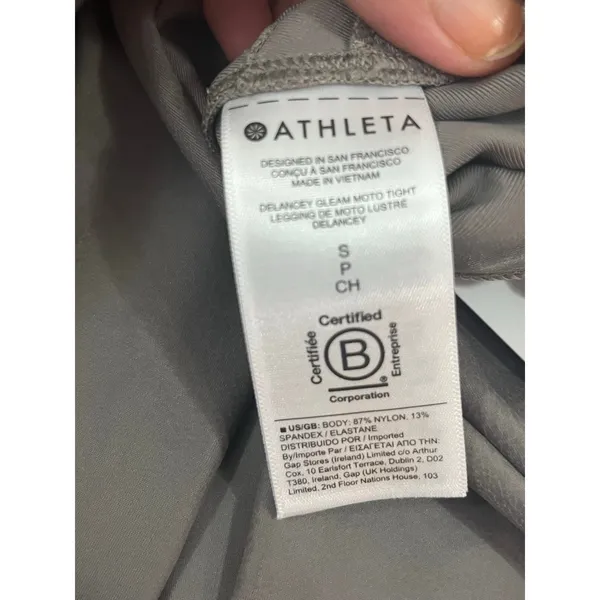 Athleta Delancey Gleam Moto Tight Leggings Taupe S Shiny Biker Athleisure New - Image 6