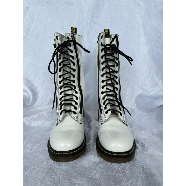 Dr Doc Martens 9733 Patent Lamper Boots with Zipper, White UK 6, US 8‎ Womans - Image 2