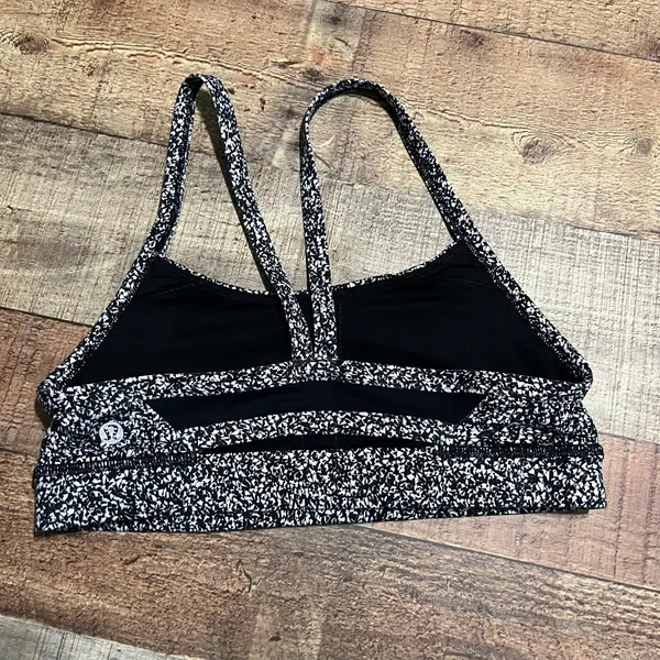 Lululemon Women's Black White Sports Bra Sz 6 Athletic Yoga Crossfit Gym - Image 2