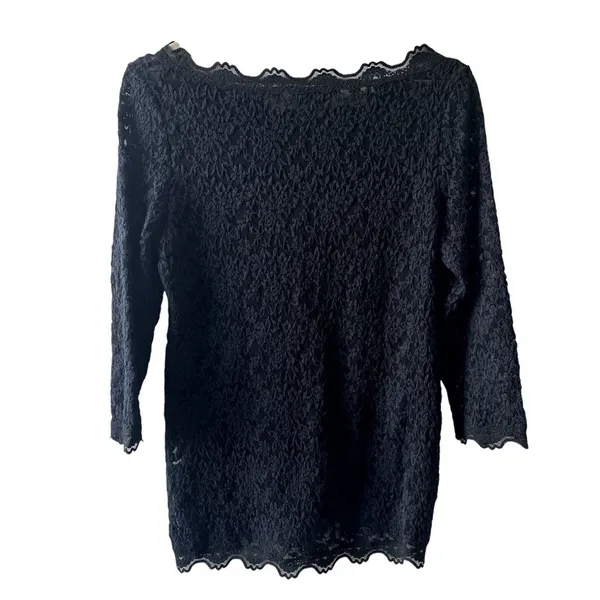 Paul & Joe Paris Black Lace Top Size 4 Sheer Mesh Feminine Quiet Luxury Polished - Image 2