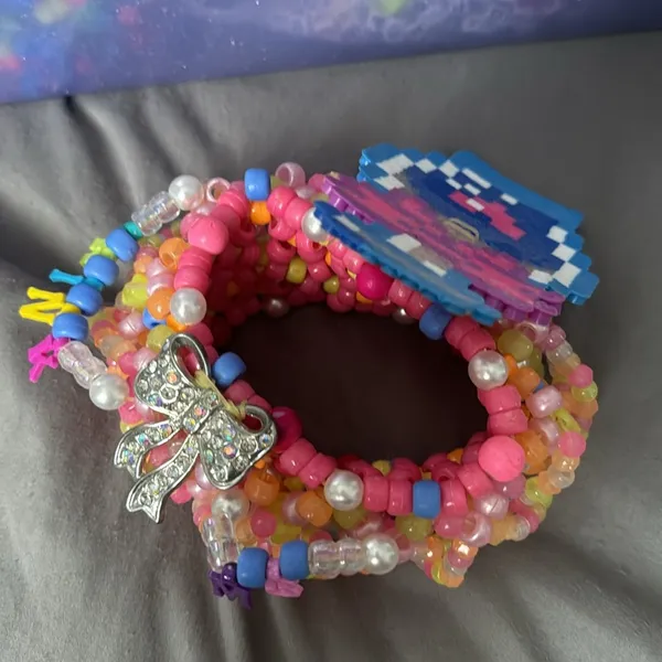 “Drink Me” Bow Pink Alice n Wonderland 3D Kandi Cuff for Music Festivals EDC - Image 5