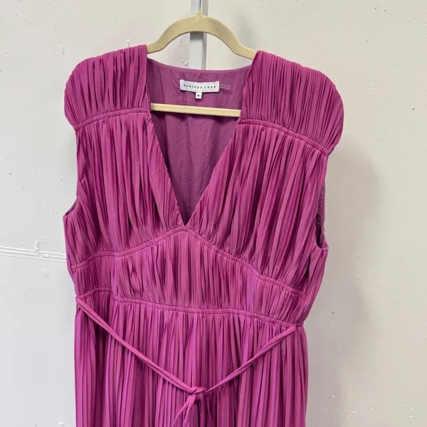 Endless Rose Magenta Pink Pleated Maxi A-line Dress V-Neck Sleeveless XL Brunch - Image 3