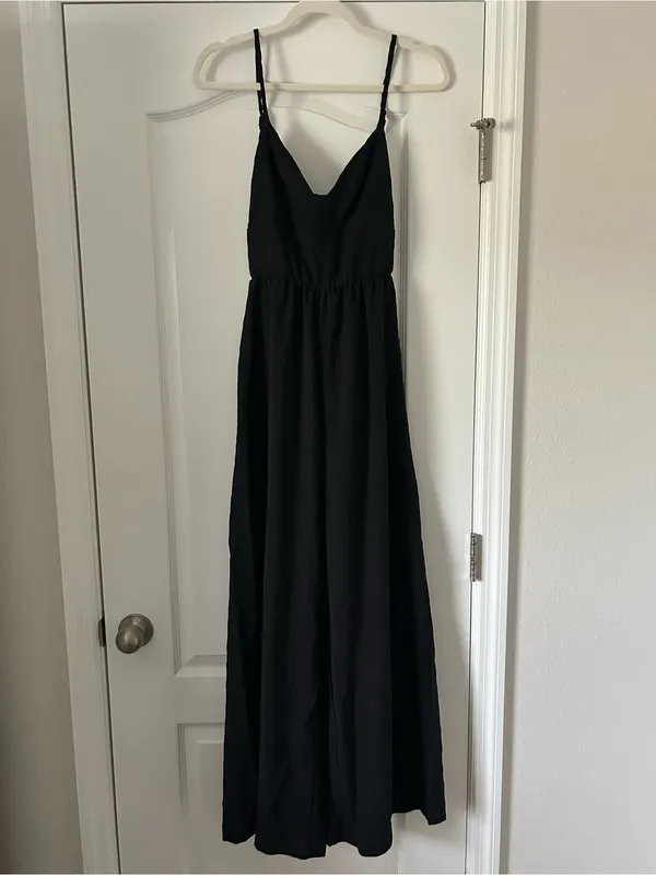 Shein Black Wide-Leg Sleeveless Jumpsuit with Open Back Self Tie Bow - Image 2
