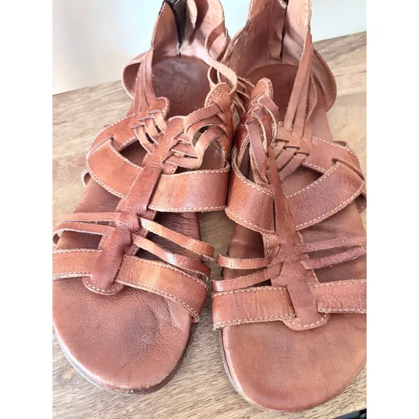 Bed Stu Brown Leather Caged Gladiator Flat Sandals‎ Size 8 - Image 7