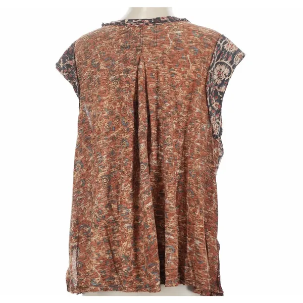 Free People High Tide Dual Print Knit Tee Round Neck Cap Sleeve Top Sz S - Image 2