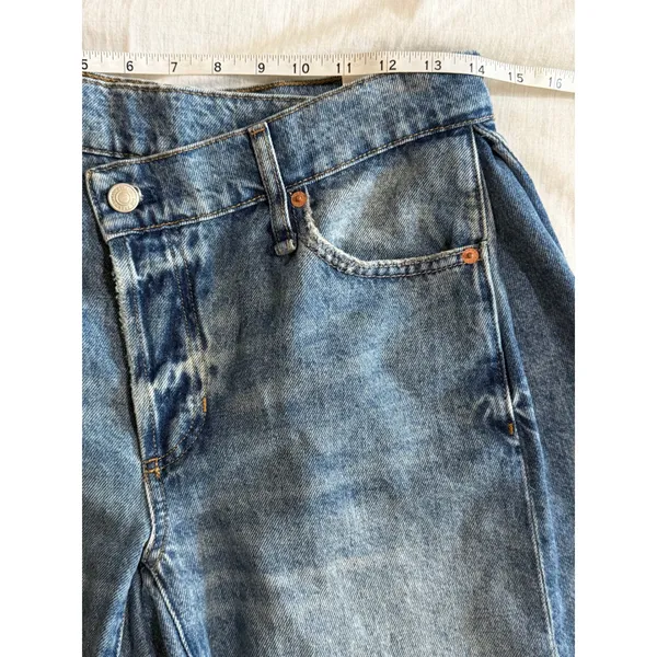 We The‎ Free FP Boomerang Denim Shorts Womens 27 Blue Crossover High Rise - Image 3